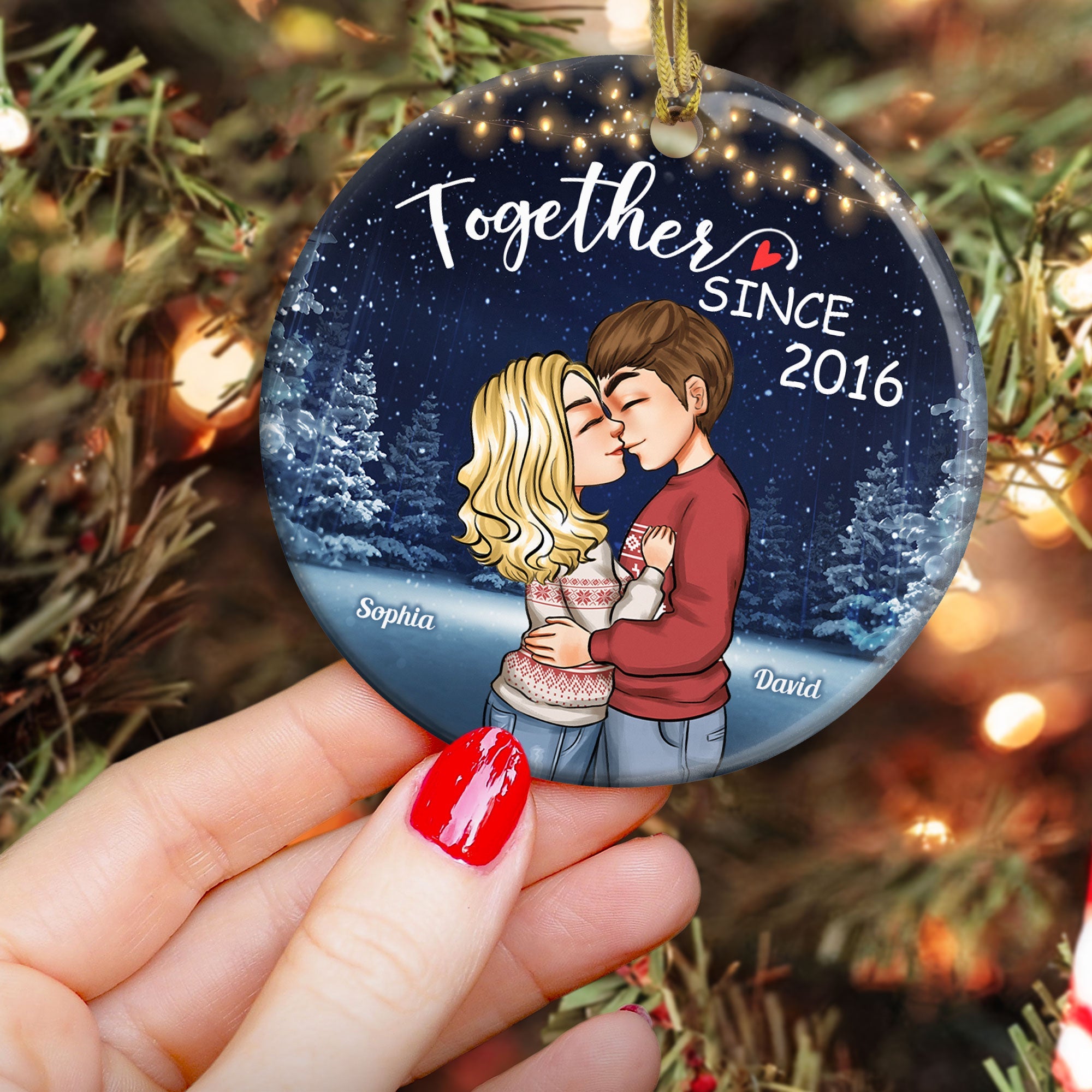 We Are Together - Personalized Ceramic Ornament - Christmas Gift For Couple, Spouse, Lover, Husband, Wife, Boyfriend, Girlfriend