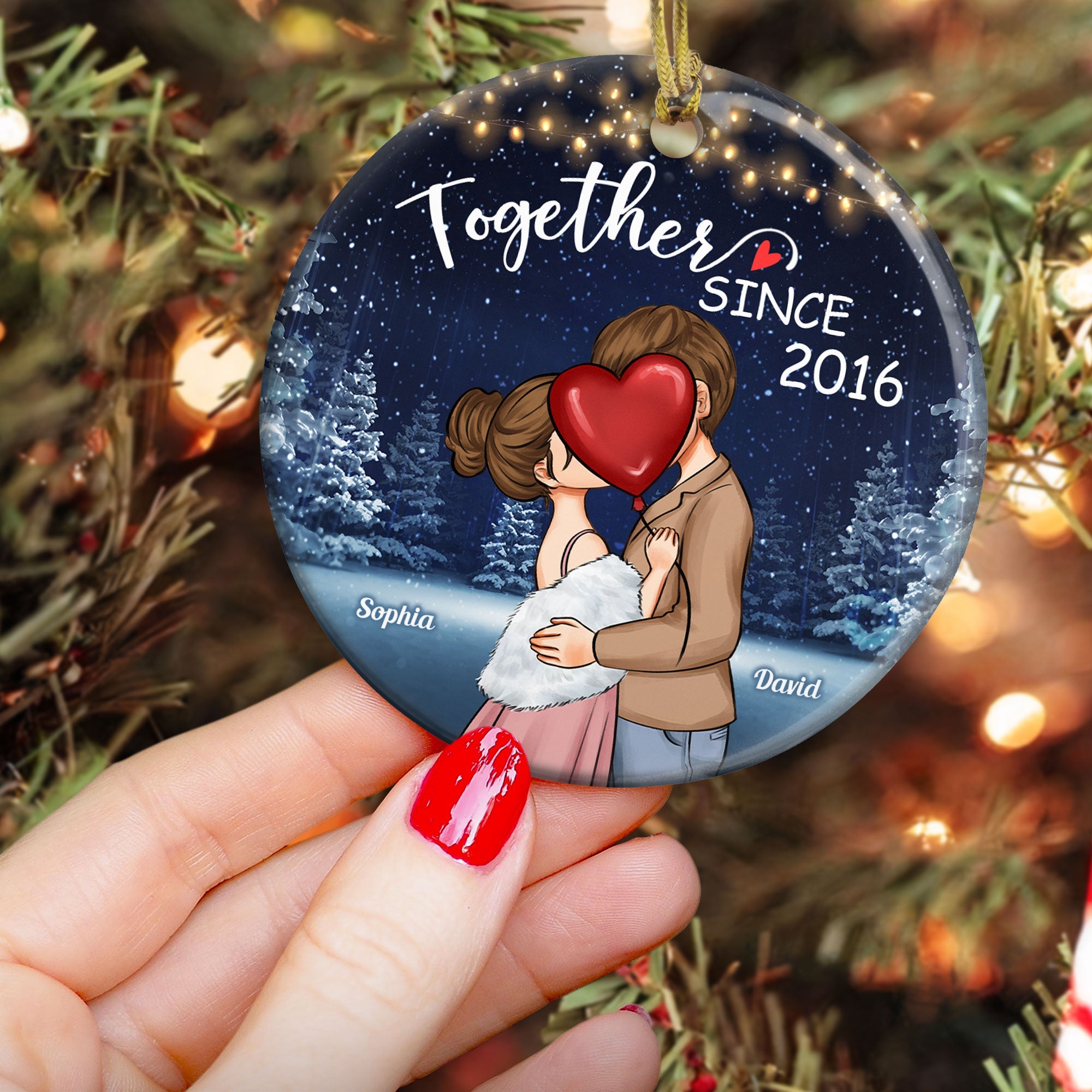 We Are Together - Personalized Ceramic Ornament - Christmas Gift For Couple, Spouse, Lover, Husband, Wife, Boyfriend, Girlfriend