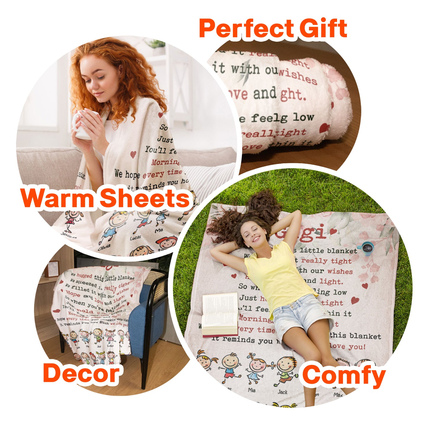 We Hugged This Little Blanket - Up To 14 Kids - Personalized Blanket