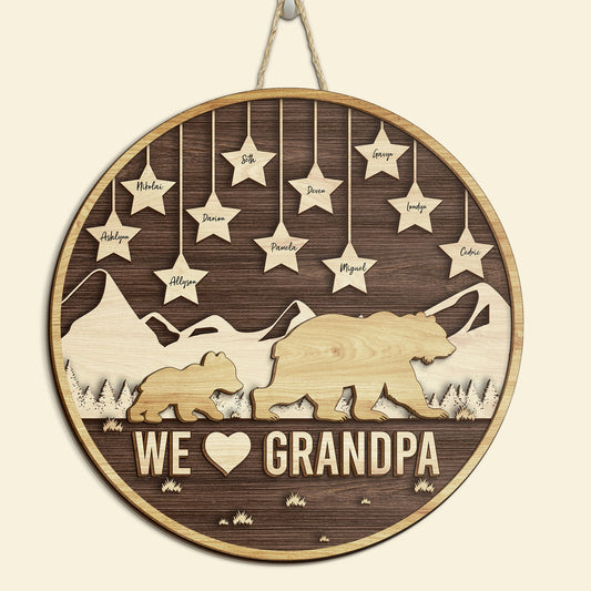 We Love Grandpa - Personalized 2 Layers Wood Sign