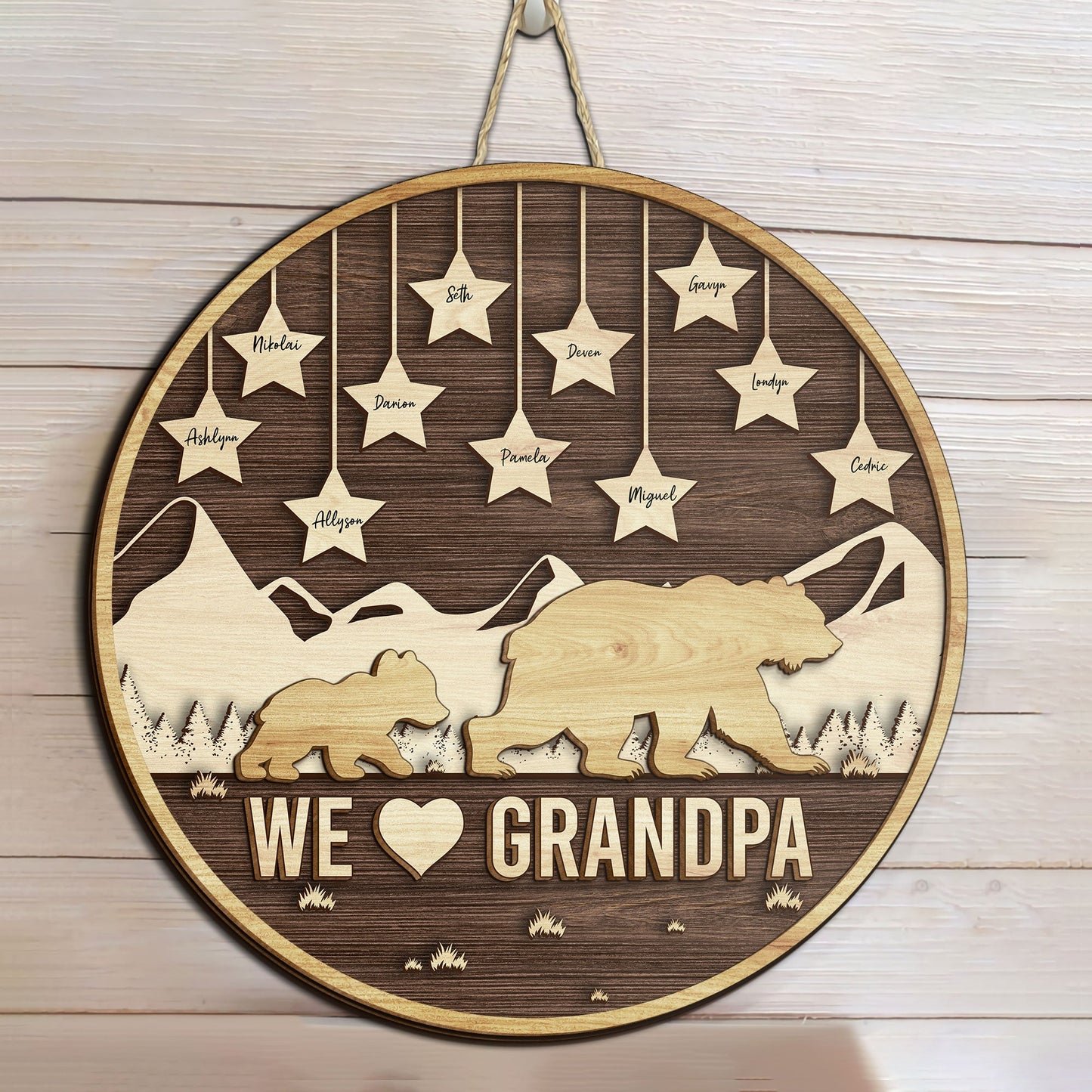 We Love Grandpa - Personalized 2 Layers Wood Sign