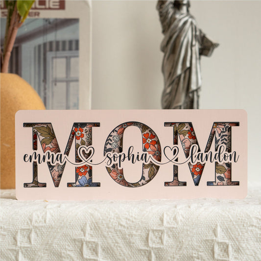 We Love You Mom Mother's Day Gift - Personalized Wooden Plaque