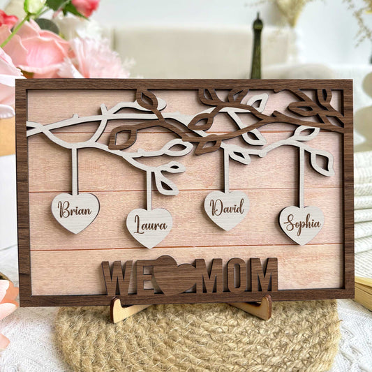 We Love You Mom - Personalized Wooden Plaque
