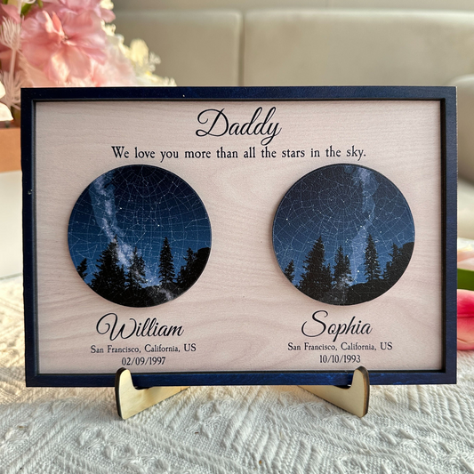 We Love You More Than All The Stars In The Sky - Personalized 2 Layers Wooden Plaque