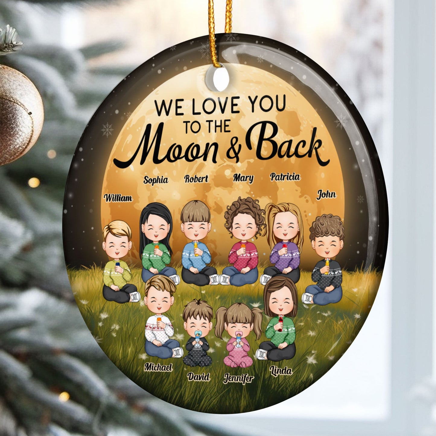 We Love You To The Moon And Back - Personalized Ceramic Ornament