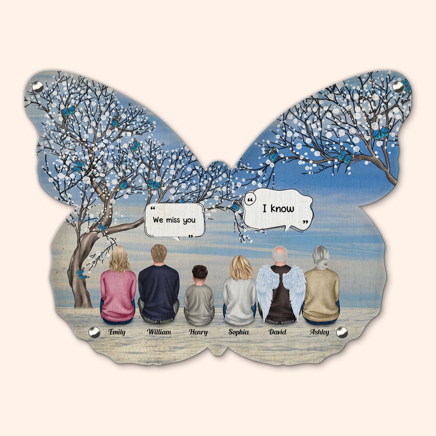 We Miss You, I Know - Personalized Butterfly Shaped Metal Sign
