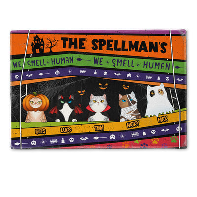 We Smell Human - Personalized Doormat - Halloween Gift For Family, Cat Lovers, Cat Owner, Porch Decoration, Funny Seasonal Decor