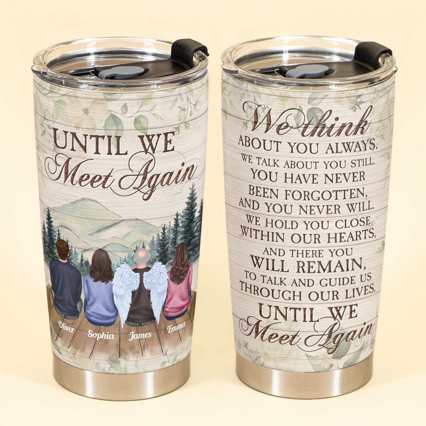 We Think About You Always - Personalized Tumbler - Memorial Gift For Family Members