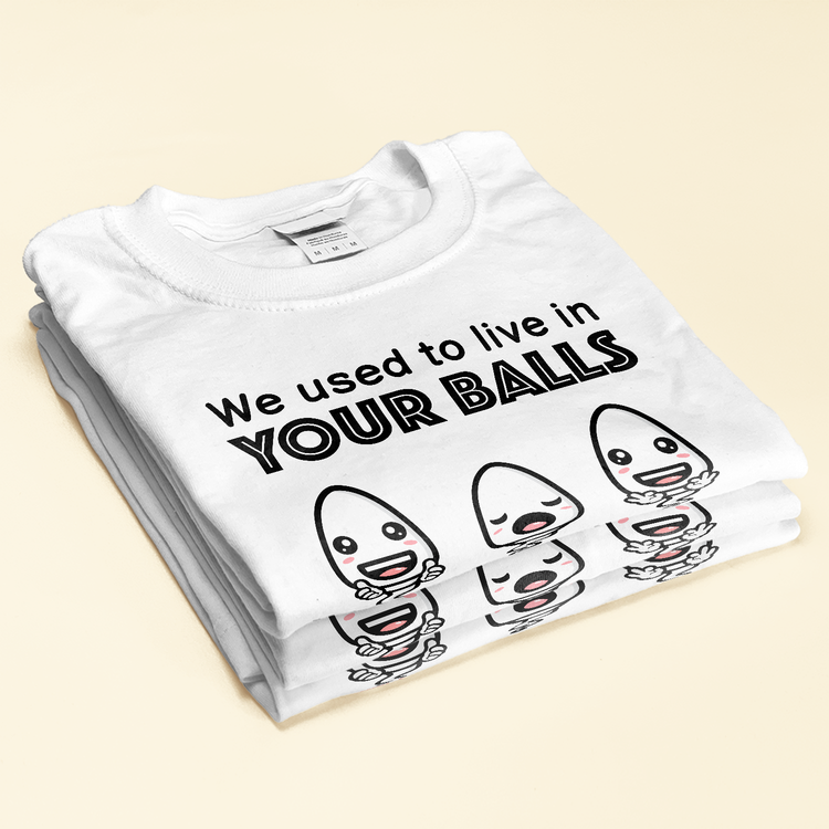 We Used To Live In Your Balls - Personalized Shirt - Funny Gift, Father's Day Gift For Dad, Dads, Husband - Gift From Kids, Sons, Daughters, Wife