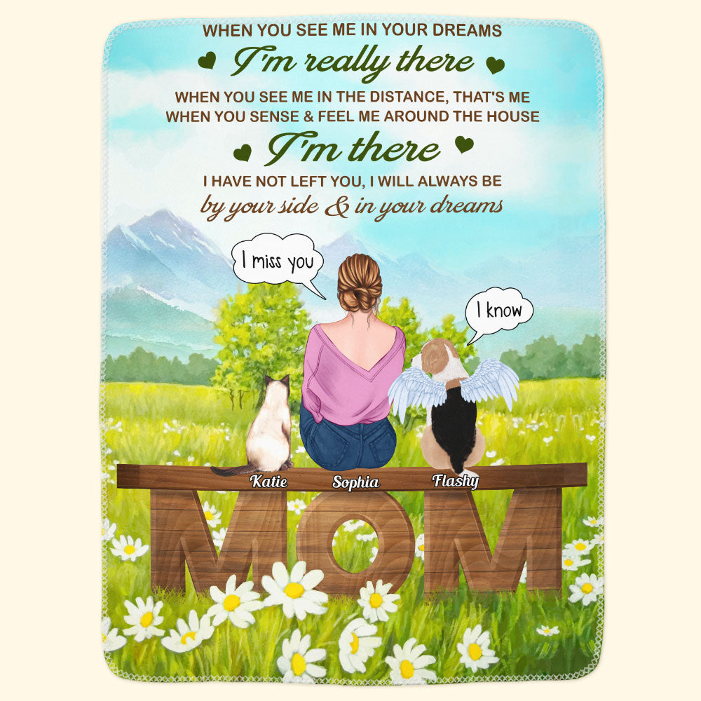 We Will Always Be By Your Side & In Your Dreams - Personalized Blanket - Birthday, Memorial, Sympathetic Gift For Dog & Cat Lover, Pet Loss Owners, Pet Mom
