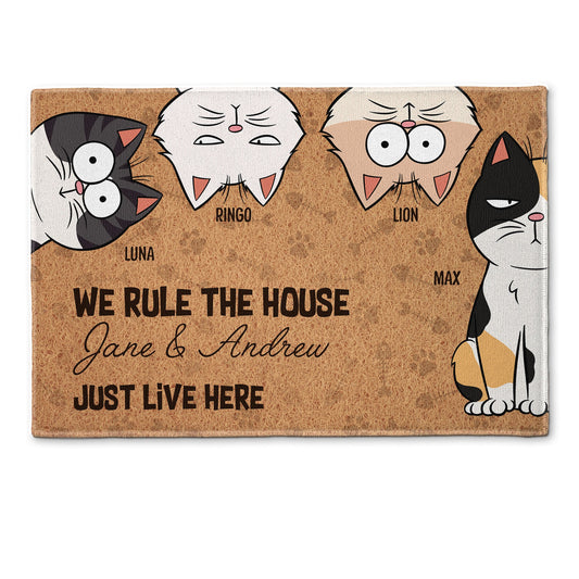 We're In Charge Here We Rule The House Cats - Personalized Doormat