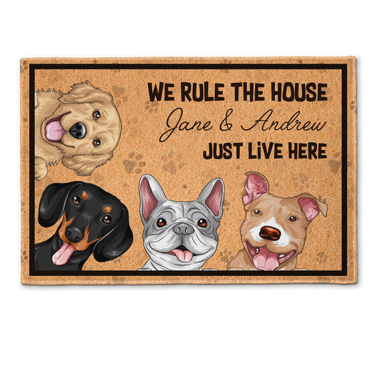 We're In Charge Here We Rule The House - Personalized Doormat