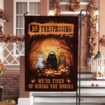 We're Tired Of Hiding The Bodies - Personalized Flag - Halloween, Home Decor Gift For Cat Owner, Cat Lover, Family