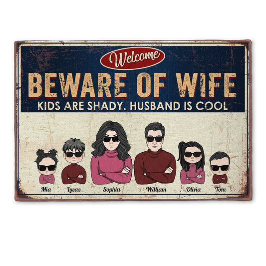 Welcome Beware Of Wife - Personalized Doormat - Funny Gift Housewarming Gift For Family Members, Friends