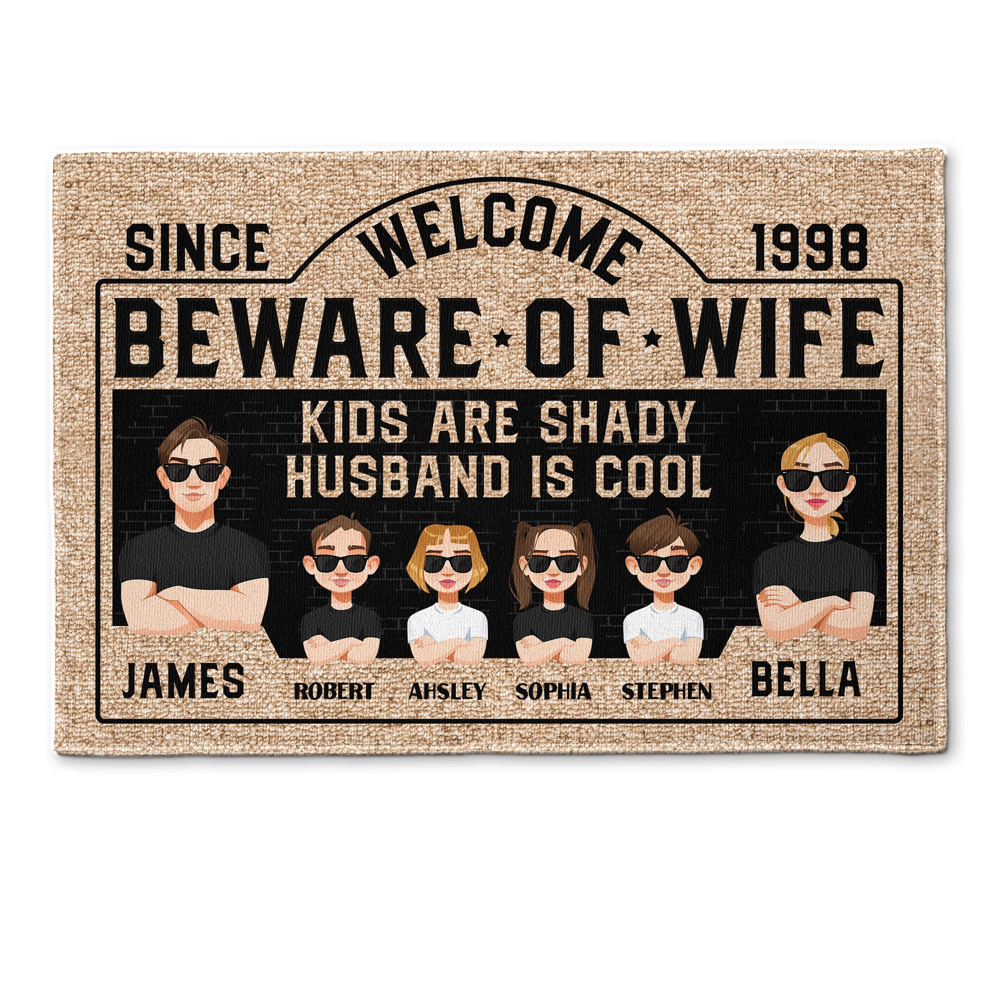 Welcome. Beware Of Wife - Personalized Doormat