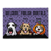 Welcome Foolish Mortals Dog - Personalized Doormat