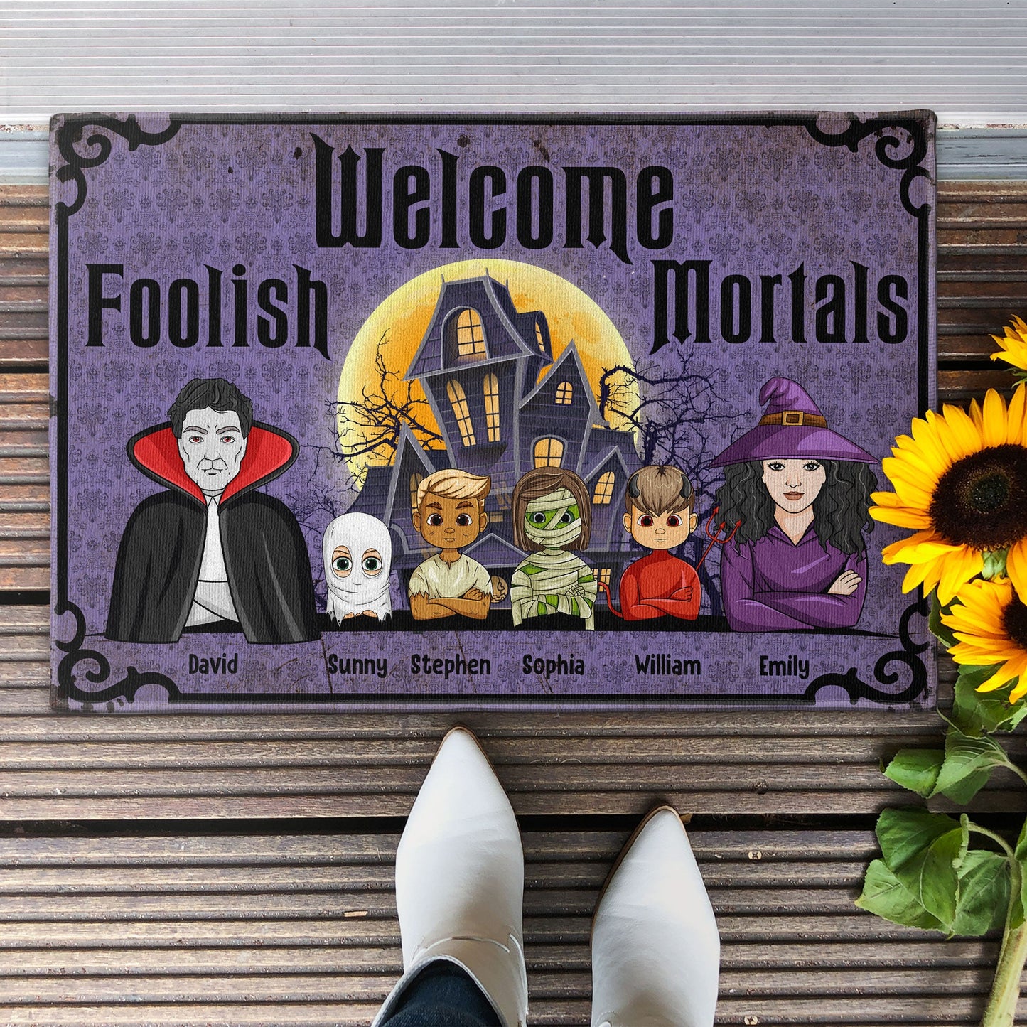 Welcome Foolish Mortals - Personalized Doormat