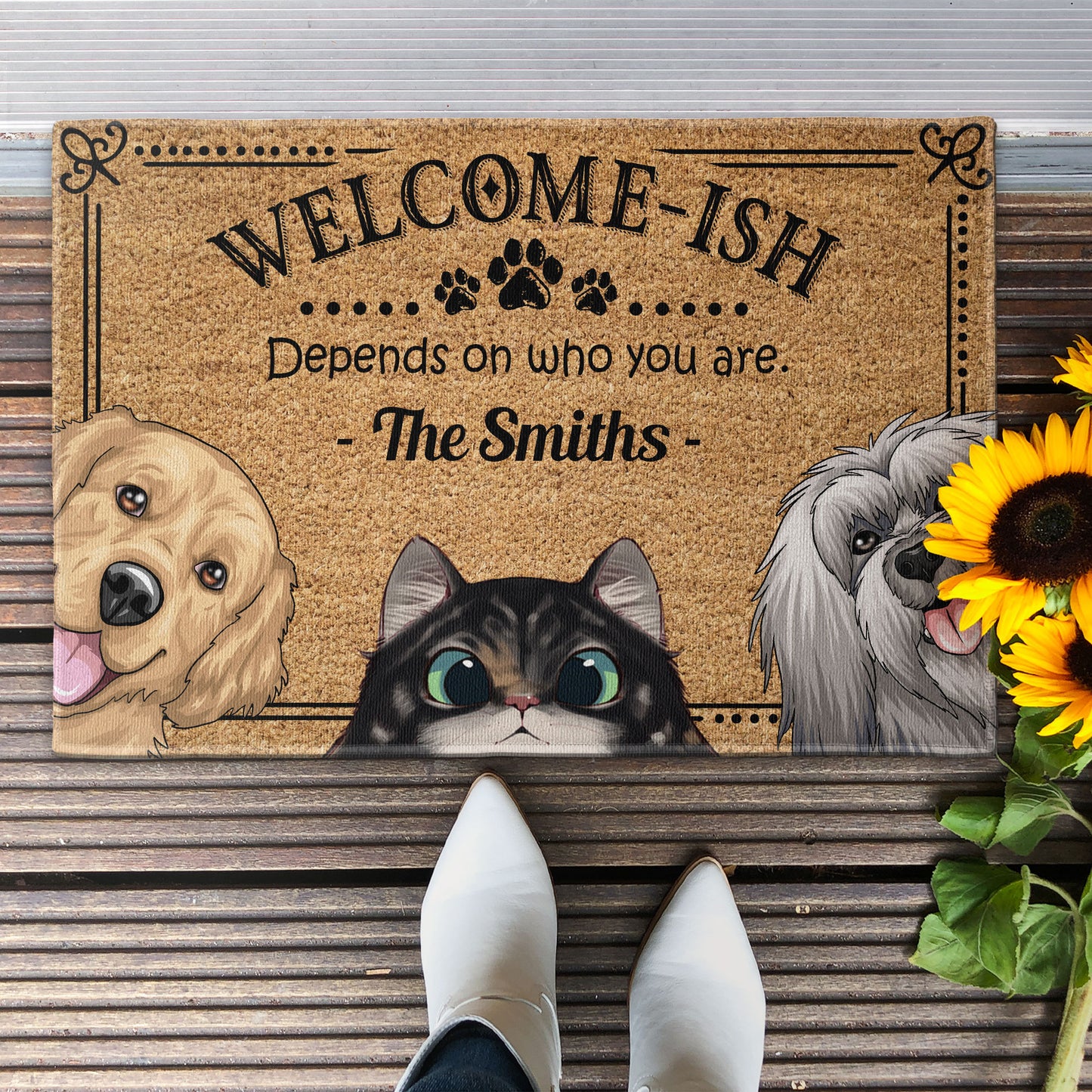 Welcome-Ish - Personalized Doormat - Funny, Home Decor Gift For Pet Lover, Pet Owner, Dog Lover, Cat Lover