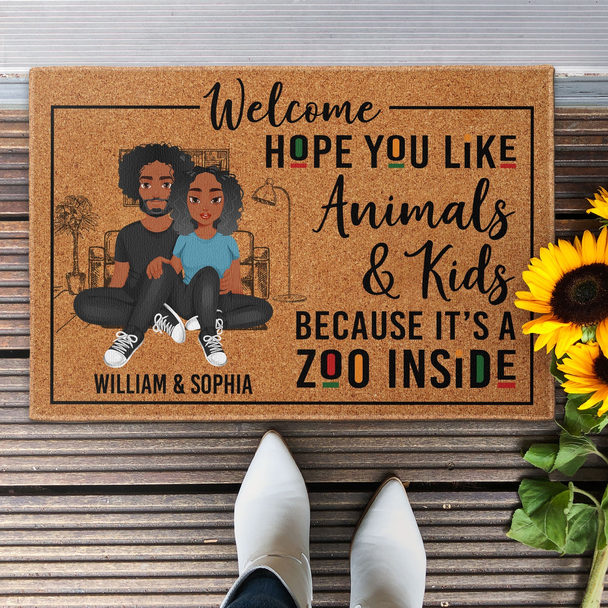 Welcome It's A Zoo Inside - Personalized Doormat