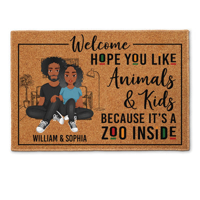 Welcome It's A Zoo Inside - Personalized Doormat