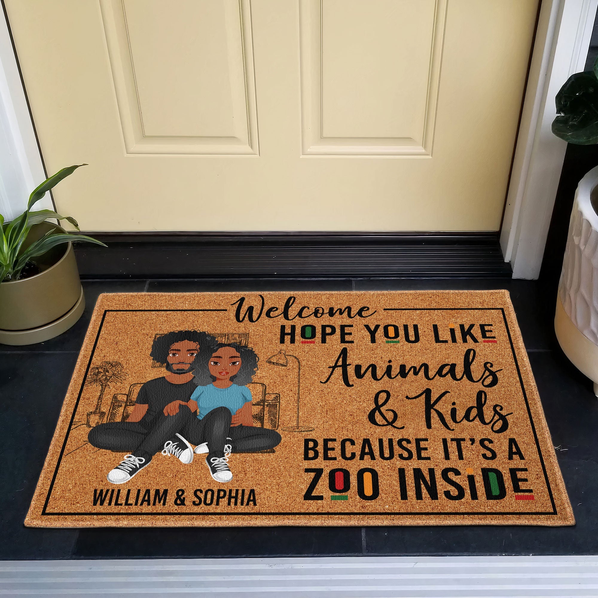 Welcome It's A Zoo Inside - Personalized Doormat