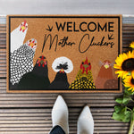 Welcome Mother Cluckers - Personalized Doormat - Birthday, Loving, Funny, Home Decor Gift For Farmer, Chicken Lady, Chicken Lover