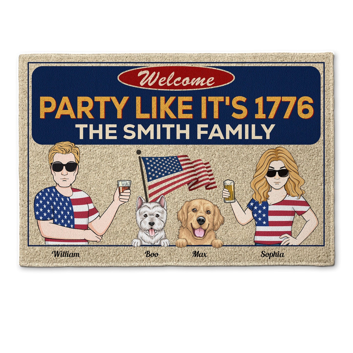 Welcome Party Like It's 1776 - Personalized Doormat