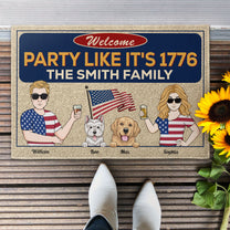 Welcome Party Like It's 1776 - Personalized Doormat