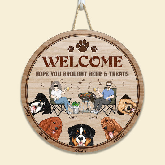 Welcome - Personalized Round Wood Sign