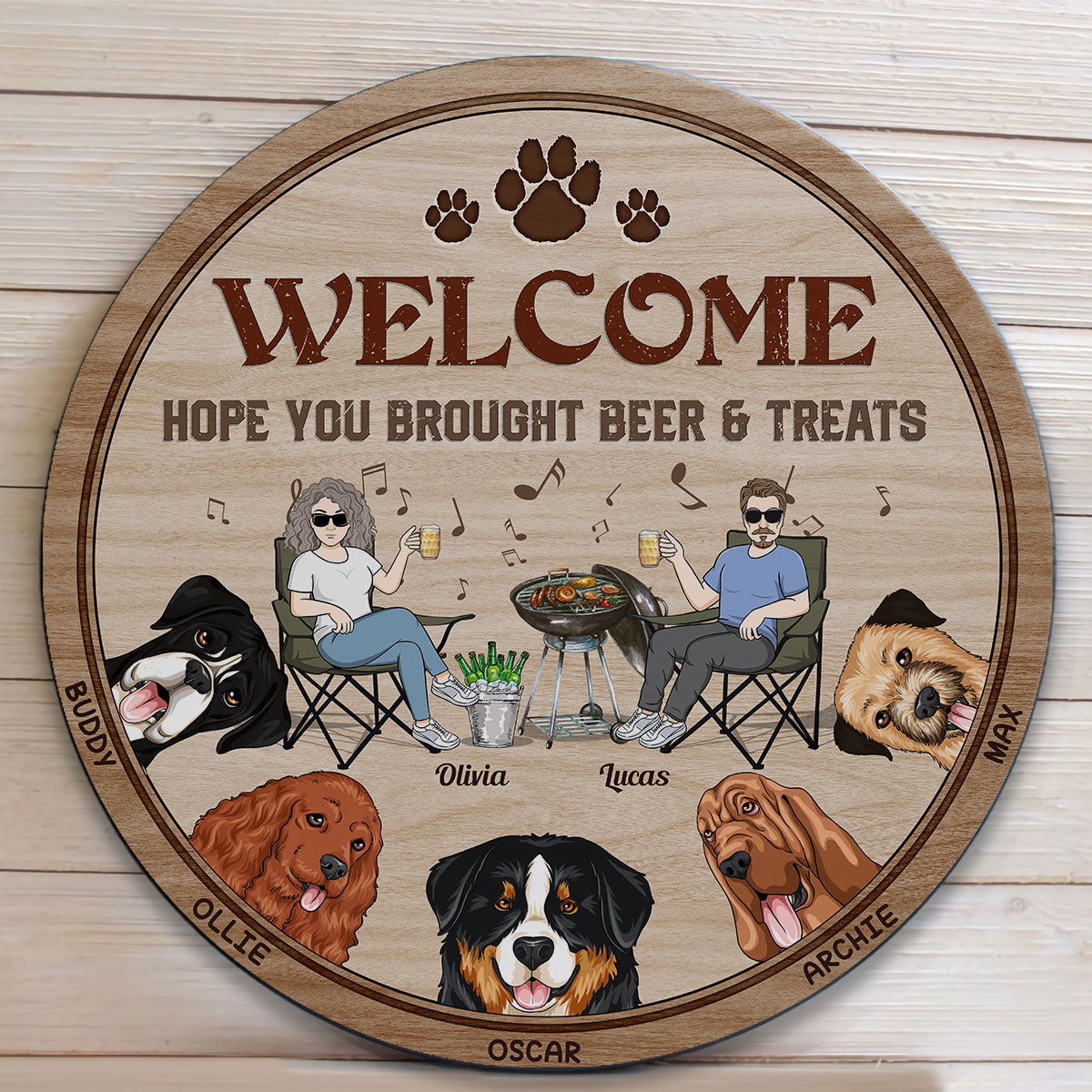 Welcome - Personalized Round Wood Sign