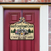 Welcome To Camp Quitcherbitchin - Personalized Custom Shaped Wood Sign