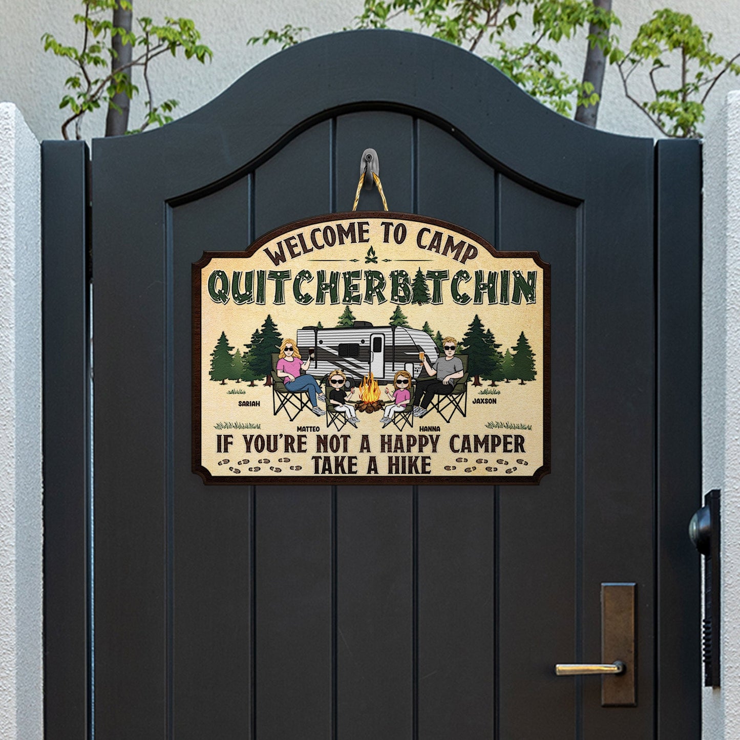 Welcome To Camp Quitcherbitchin - Personalized Custom Shaped Wood Sign