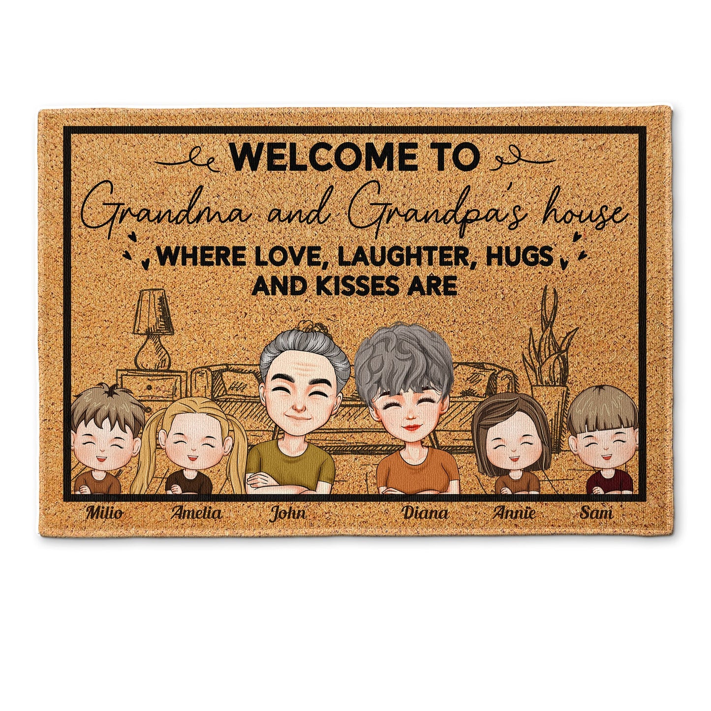 Welcome To Grandpa And Grandma's House - Personalized Doormat