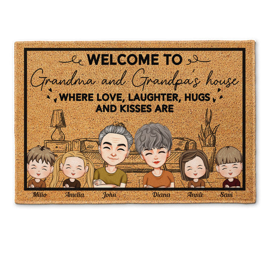 Welcome To Grandpa And Grandma's House - Personalized Doormat