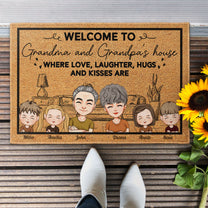 Welcome To Grandpa And Grandma's House - Personalized Doormat