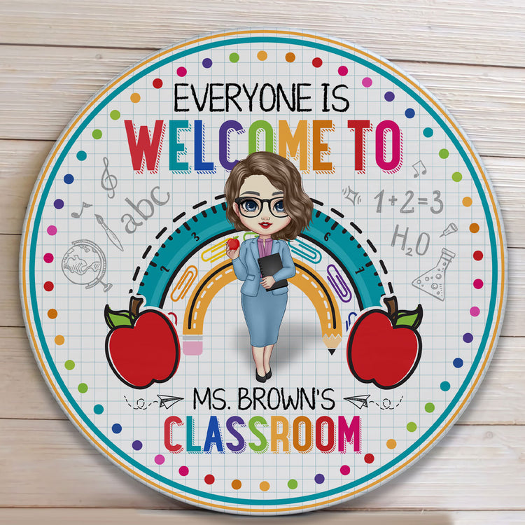 Welcome To My Classroom - Personalized Round Wood Sign - Back To School, Decor, Door Sign Gift For Classroom, Teacher, Students