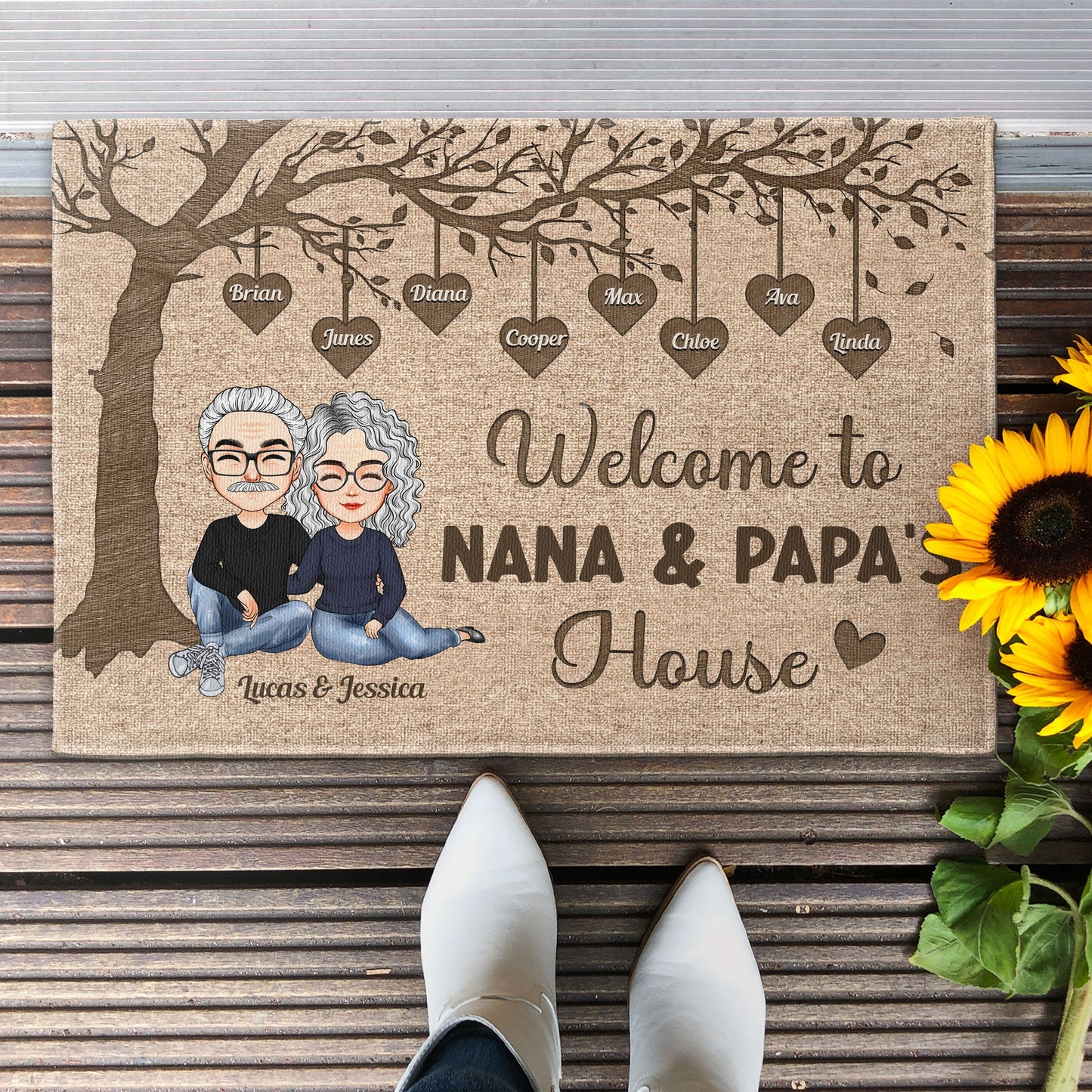 Welcome To Nana & Papa's House - Personalized Doormat