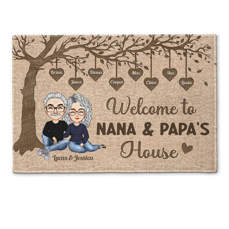 Welcome To Nana & Papa's House - Personalized Doormat