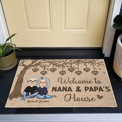 Welcome To Nana & Papa's House - Personalized Doormat