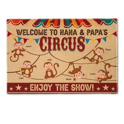 Welcome To Nana & Papa's Circus - Personalized Doormat