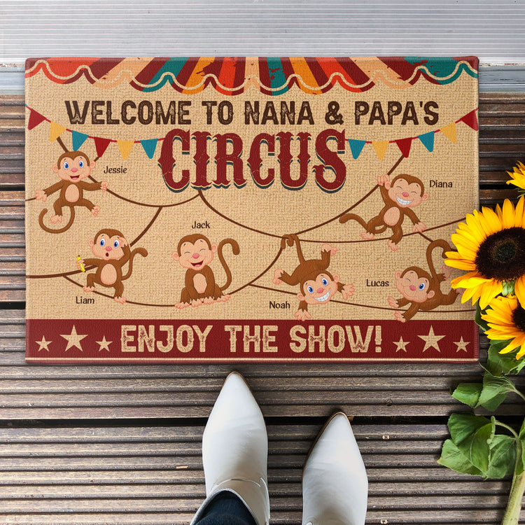 Welcome To Nana & Papa's Circus - Personalized Doormat
