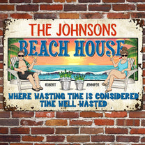 Welcome To Our Beach House - Personalized Metal Sign