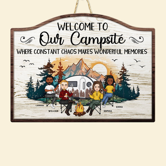 Welcome To Our Campsite - Personalized Custom Shaped Wood Sign