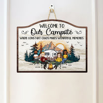 Welcome To Our Campsite - Personalized Custom Shaped Wood Sign