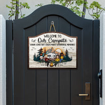 Welcome To Our Campsite - Personalized Custom Shaped Wood Sign