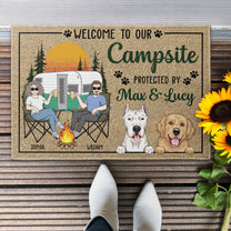 Welcome To Our Campsite Protected By Dogs - Personalized Doormat