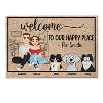 Welcome To Our Happy Place - Personalized Doormat