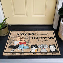 Welcome To Our Happy Place - Personalized Doormat