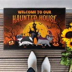 Welcome To Our Haunted House - Personalized Doormat - Halloween Gift For Cat Mom, Cat Lovers