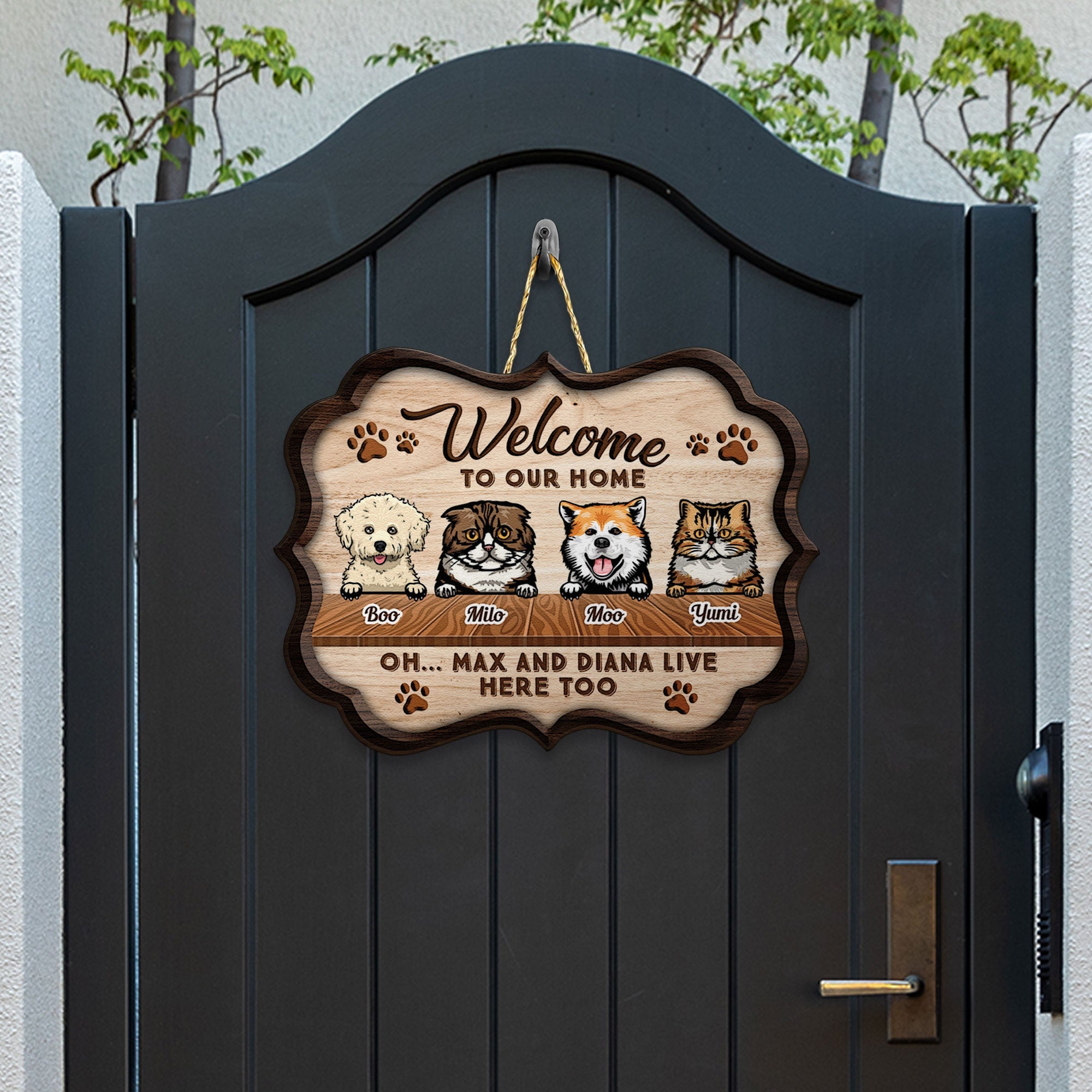 Welcome To Our Home - Personalized Custom Shaped Wood Sign